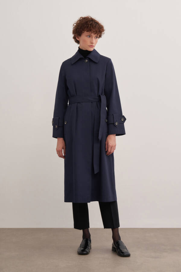 LACİVERT RAHAT KESİM TRENÇKOT